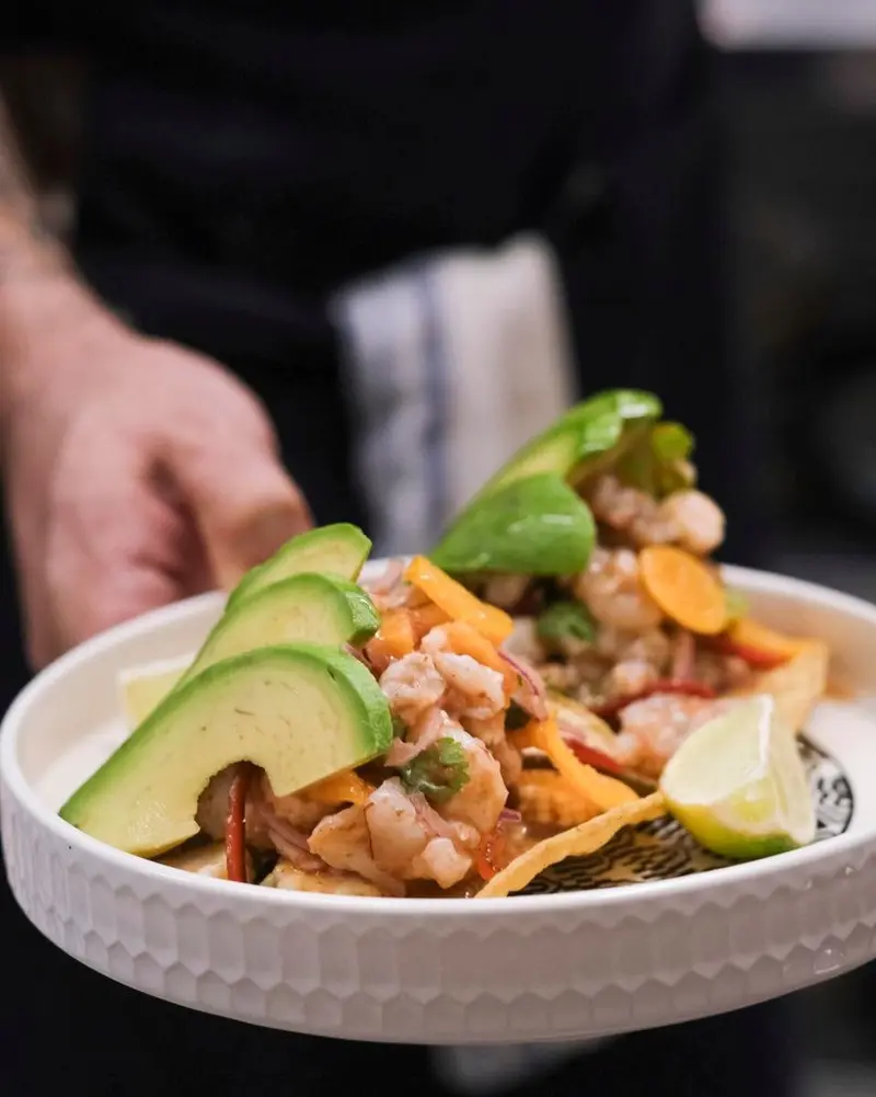Shrimp ceviche with avocado served in a bowl