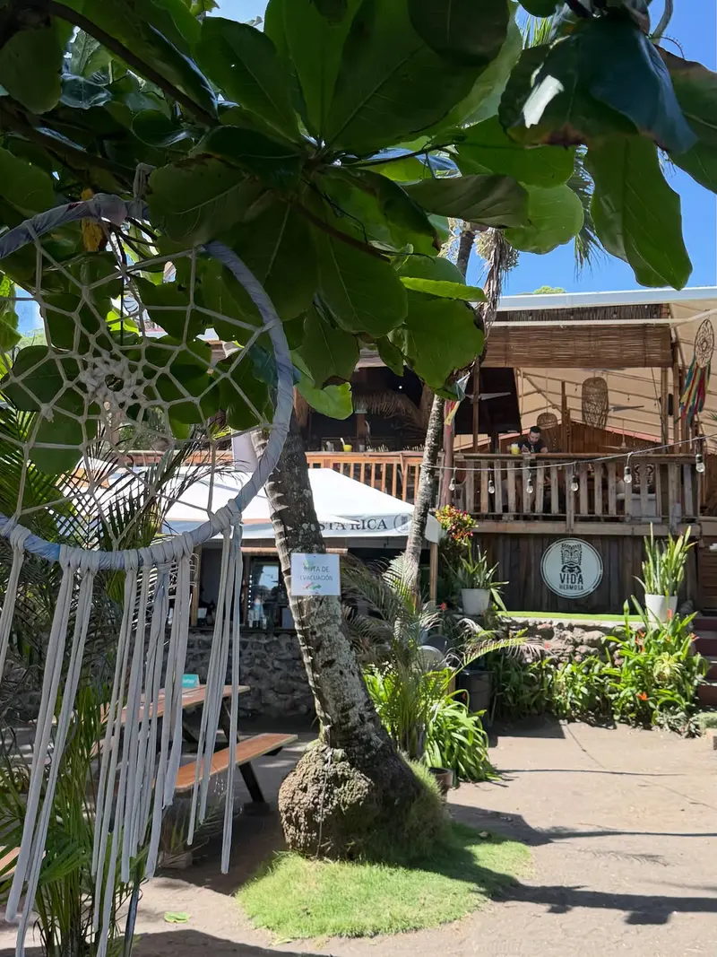 Vida Hermosa's storefront, with its sign and a dreamcatcher decoration out front
